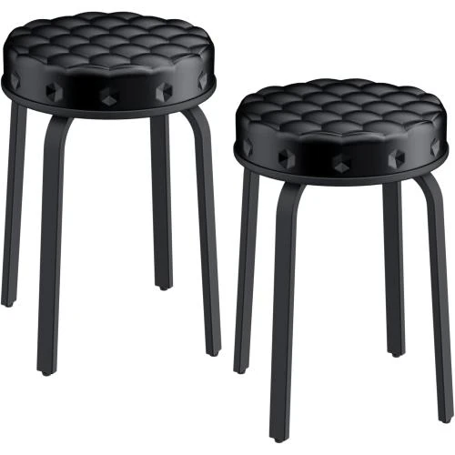 Tabourets de bar ronds similicuir, pieds métal, modernes - Vue principale