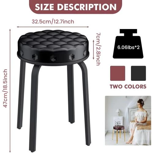 Zoom sur Tabourets de bar ronds similicuir, pieds métal, modernes