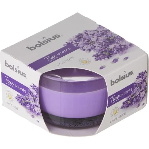 Zoom sur Bougie parfumée Lavande Bolsius, Verre, Cire, Violet
