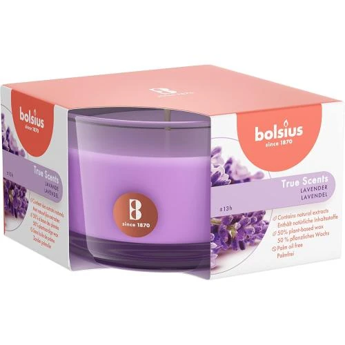 Bougie parfumée Lavande Bolsius, Verre, Cire, Violet - Vue principale