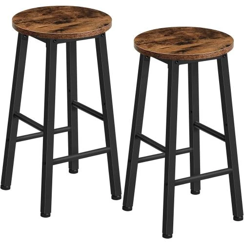 Tabourets de Bar Industriels, Marron Rustique, Noir, Lot 2 - Vue principale