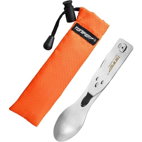 Couverts Camping TONIFE, Acier Inoxydable, Pochette Nylon - Vue principale