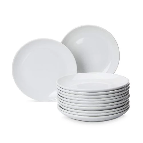 Assiettes Coupe Porcelaine, 12 pièces, Blanc, AmazonCommercial - Vue principale