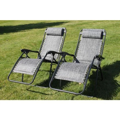 Zoom sur Chaises longues jardin rembourrées gris, Garden Market Place
