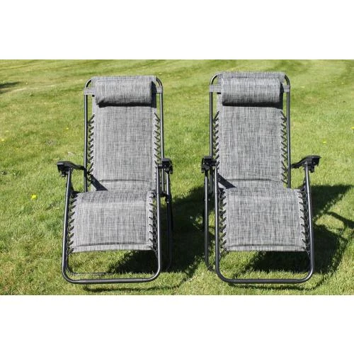 Détail de Chaises longues jardin rembourrées gris, Garden Market Place