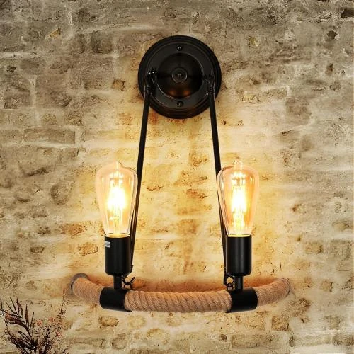 Dorlink Applique Murale Rotin Noir, Vintage, Industriel - Vue principale