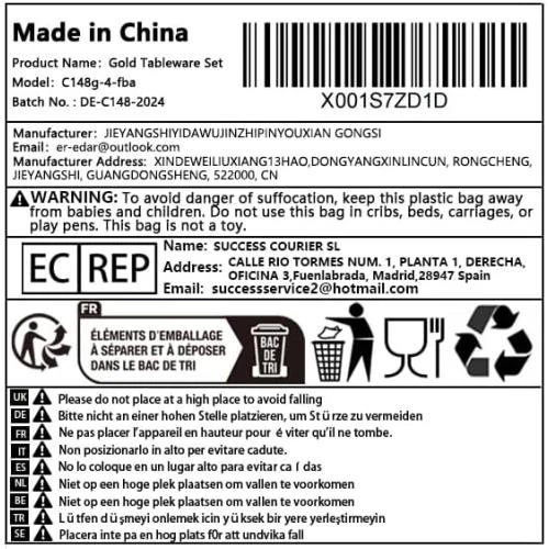 Détail de Couverts en acier inoxydable doré Buyer Star, 4 pièces