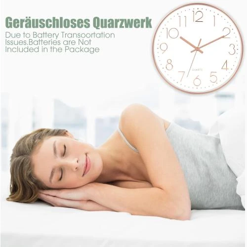 Détail de Horloge murale silencieuse 30 cm, moderne, or rose