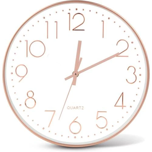 Horloge murale silencieuse 30 cm, moderne, or rose - Vue principale