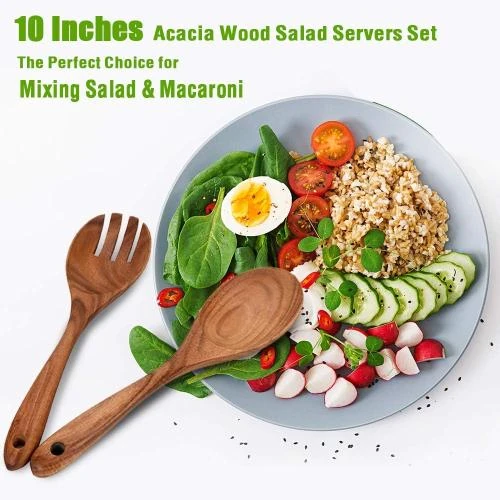 Zoom sur Couverts à salade en bois d'acacia, SMRONAR, lot 2