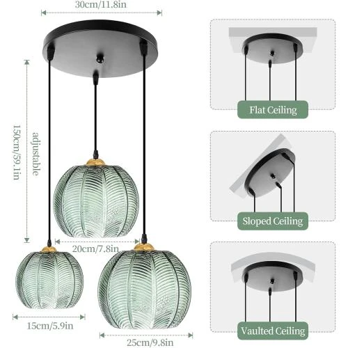 Zoom sur KOSHSH Suspension Luminaire Verre, Lustre Moderne Design
