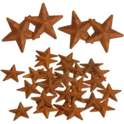Mini étoiles en métal rouillées, lot de 30, décorations vintage