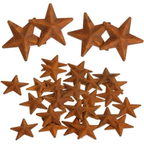 Mini étoiles en métal rouillées, lot de 30, décorations vintage - Vue principale