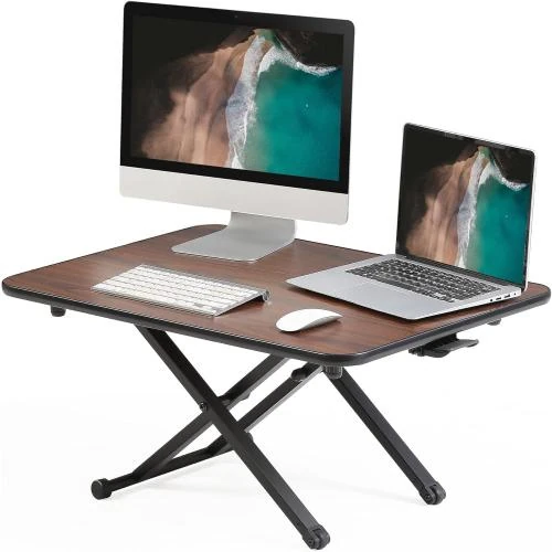 Bureau Assis Debout FITUEYES, Poste de Travail Réglable, Marron - Vue principale
