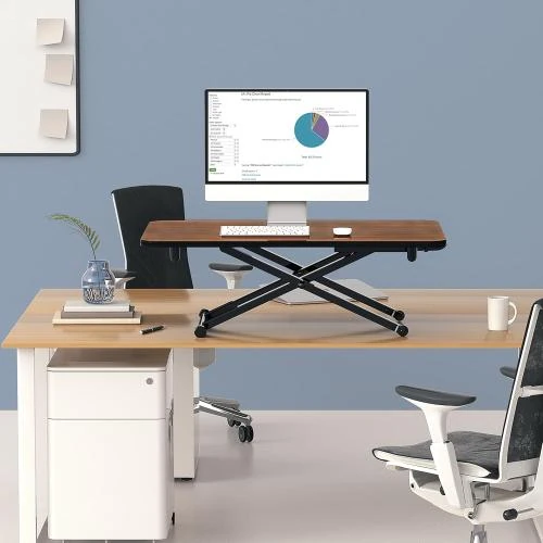 Détail de Bureau Assis Debout FITUEYES, Poste de Travail Réglable, Marron