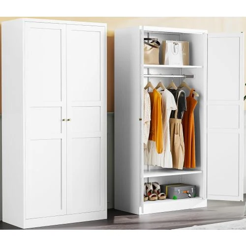 Armoire rangement métal Sisesol, tringle, étagères réglables - Vue principale