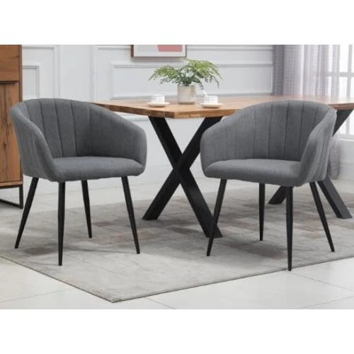 Chaises rembourrées modernes Homcom, tissu gris foncé, métal - Vue principale