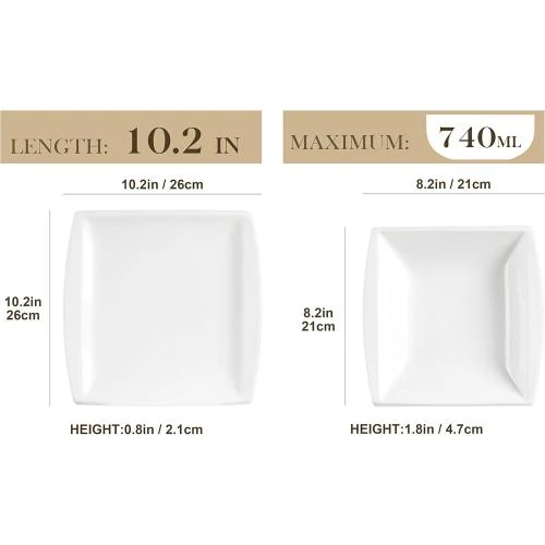 Détail de MALACASA, Service de Table Porcelaine 24pcs Blanches