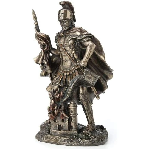 Zoom sur Statue Saint Florian Pompiers Bronze Antique Veronese Design