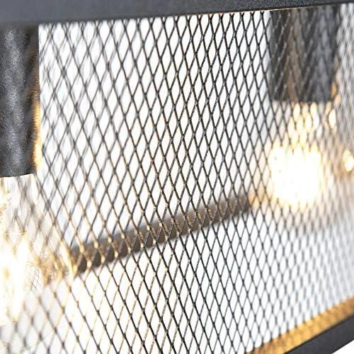 Zoom sur Suspension QAZQA cage wire 4 lumières noir rustique