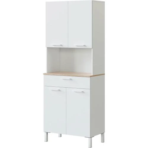 Armoire cuisine, buffet salle à manger, blanc Artik, chêne - Vue principale