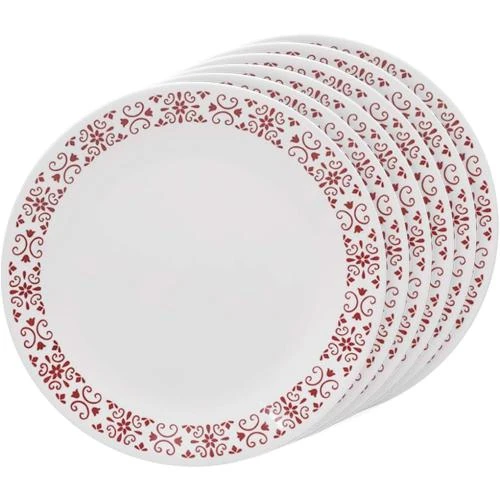 Assiettes en verre CORELLE Red Trills, lot 6 pièces - Vue principale