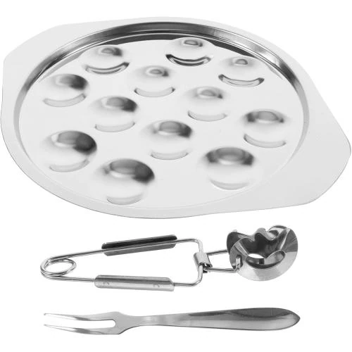 Jeu 39 assiettes escargots, pince, fourchette inoxydable - Vue principale