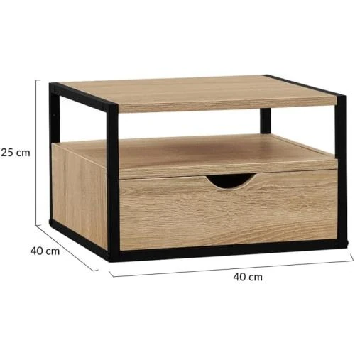 Zoom sur Tables de Chevet Murales Detroit, Design Industriel, 2 Unités