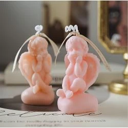 Bougie parfumée ange mignon, cire de soja rose, décorative