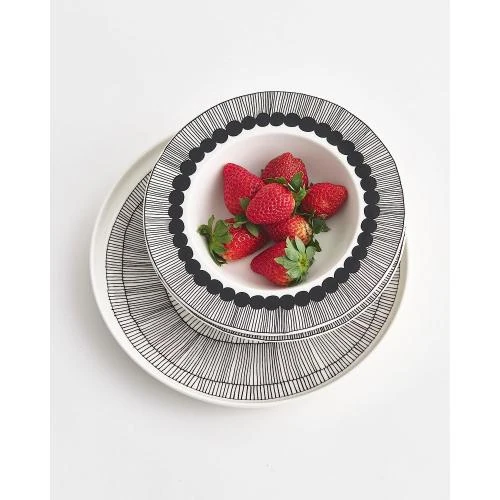 Zoom sur Marimekko Siirtolapuutarha Assiettes Noir Blanc Design