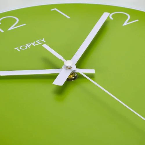 Détail de Horloge Murale Silencieuse Topkey, Décorative Moderne, Verte
