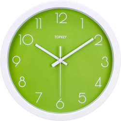 Présentation Horloge Murale Silencieuse Topkey, Décorative Moderne, Verte