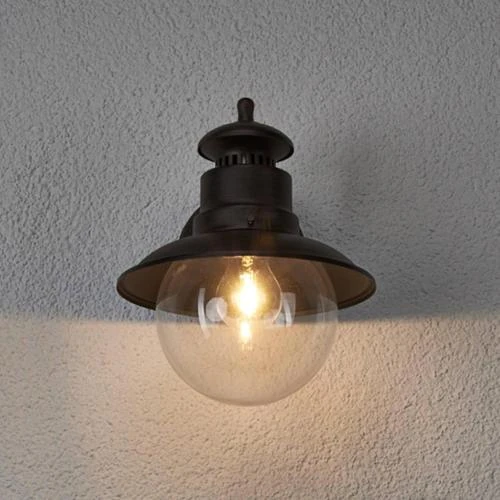 Zoom sur Applique extérieure marron Eddie, intensité variable, E27