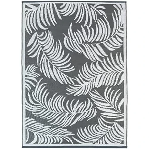 Tapis extérieur Coco Tropical Gris Blanc IDMarket - Vue principale
