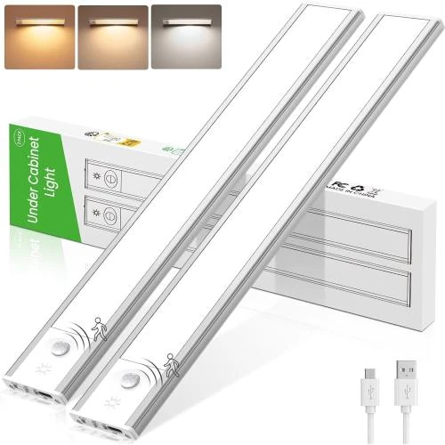 Lampe LED rechargeable USB, détecteur mouvement, 2 pack - Vue principale
