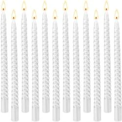 Bougies Coniques Spirale Dripless, 12 Chandelles Blanches