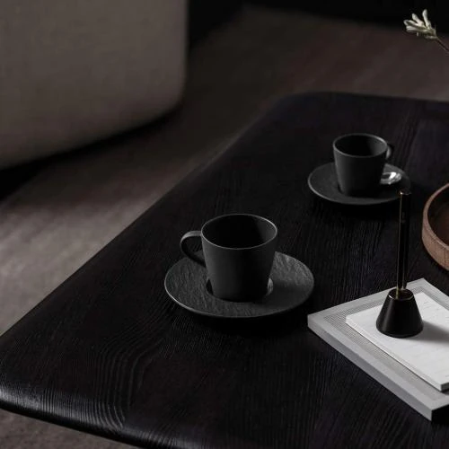 Zoom sur Tasses à café en porcelaine, lot 6, Villeroy Boch, noir