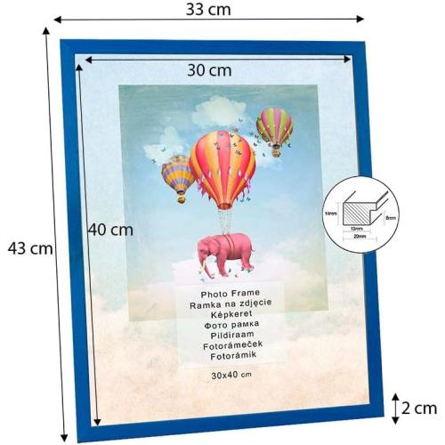 Présentation de Zoom sur Cadre photo Bois Plexiglas Bleu Postergaleria