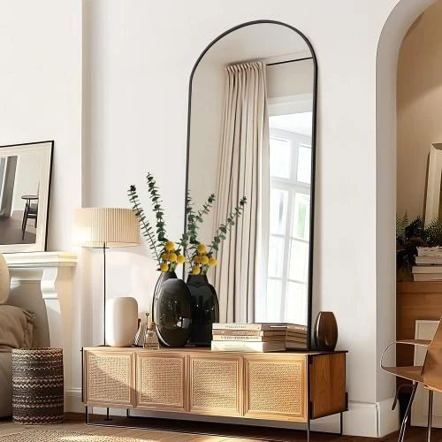 Zoom sur Miroir pleine longueur noir, cadre en alliage aluminium