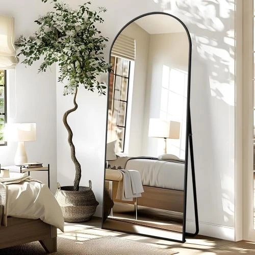 Détail de Miroir pleine longueur noir, cadre en alliage aluminium