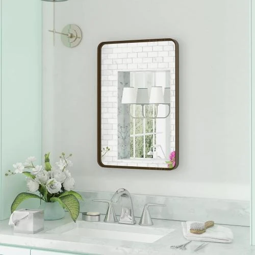 Miroir mural rectangulaire rustique doré HBCY Creations - Vue principale