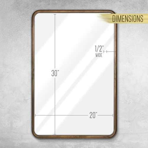 Zoom sur Miroir mural rectangulaire rustique doré HBCY Creations