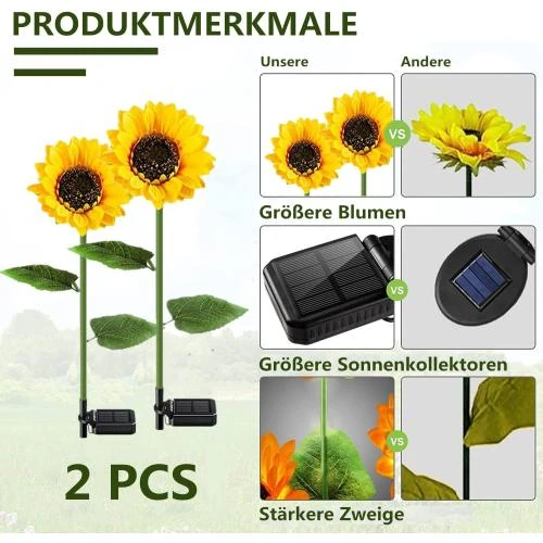 Détail de ZHENNBY Lampe Solaire Fleurs 20 LED Jardin Extérieur