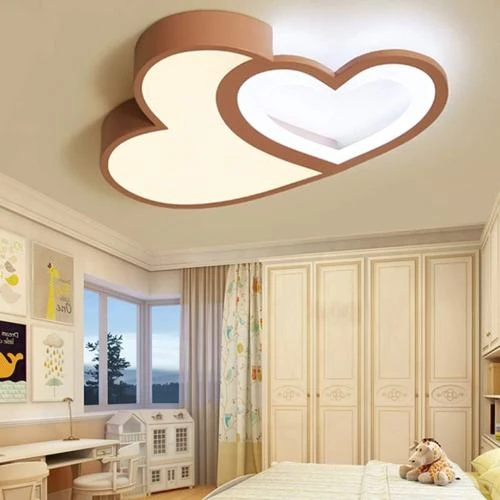 Zoom sur Lampe Plafond LED Dimmable Ahqx, Abat Jour Acrylique Rose