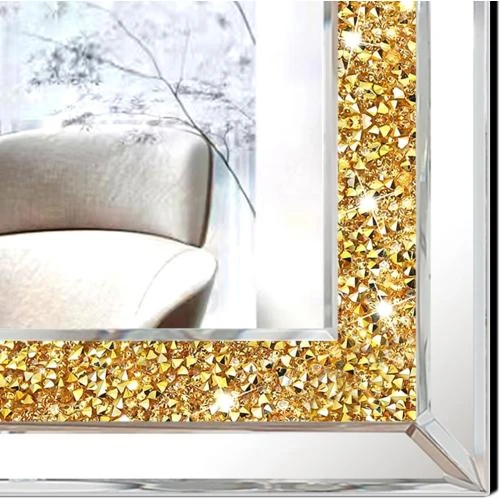 Zoom sur Miroirs muraux diamant dorés, décoration salon, chambre