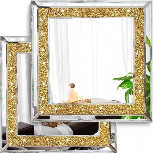 Miroirs muraux diamant dorés, décoration salon, chambre - Vue principale