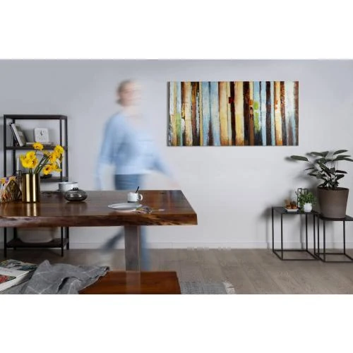 Zoom sur Tableau peinture moderne abstrait multicolore, déco murale