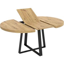 Présentation Table salle à manger ronde extensible, mélamine nordique