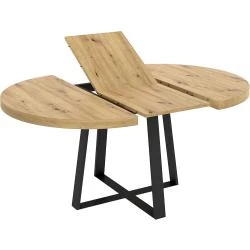 Table salle à manger ronde extensible, mélamine nordique