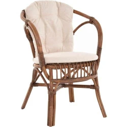 Fauteuil scandinave rotin tressé marron, Korb-Outlet